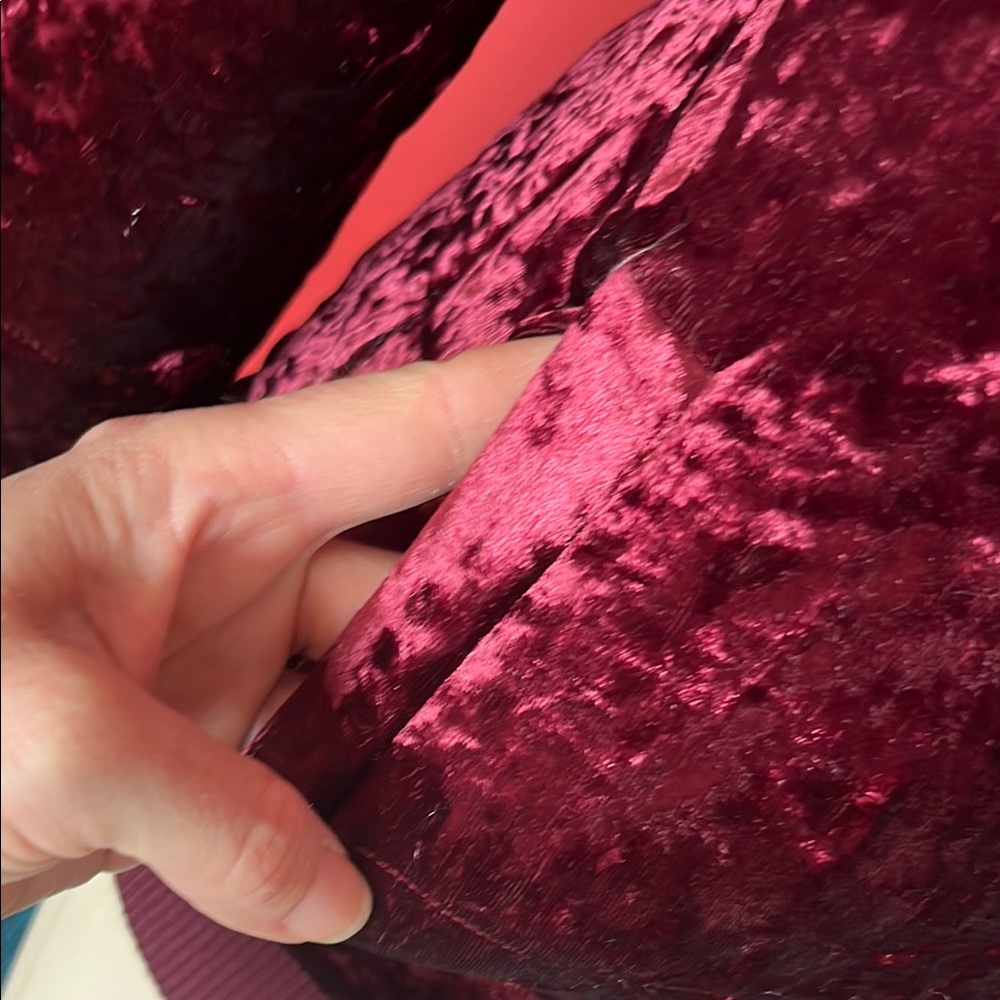 Like new Red Velvet Bomber Jacket with Ribbed Details - Picture 6 of 13